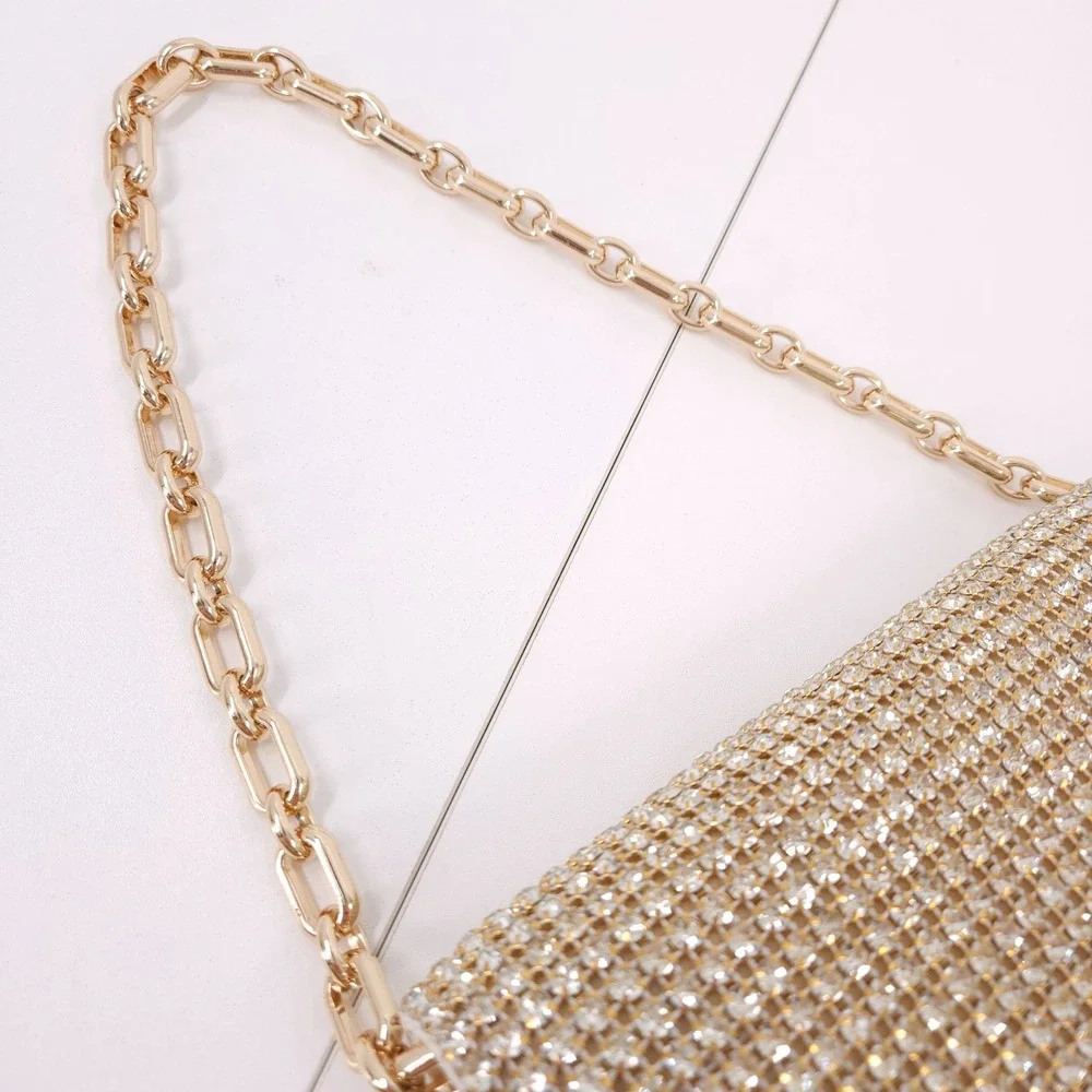 I.N.C Diamond Mesh East West Clutch Classic Gold‎ Chain Strap Magnetic Snap